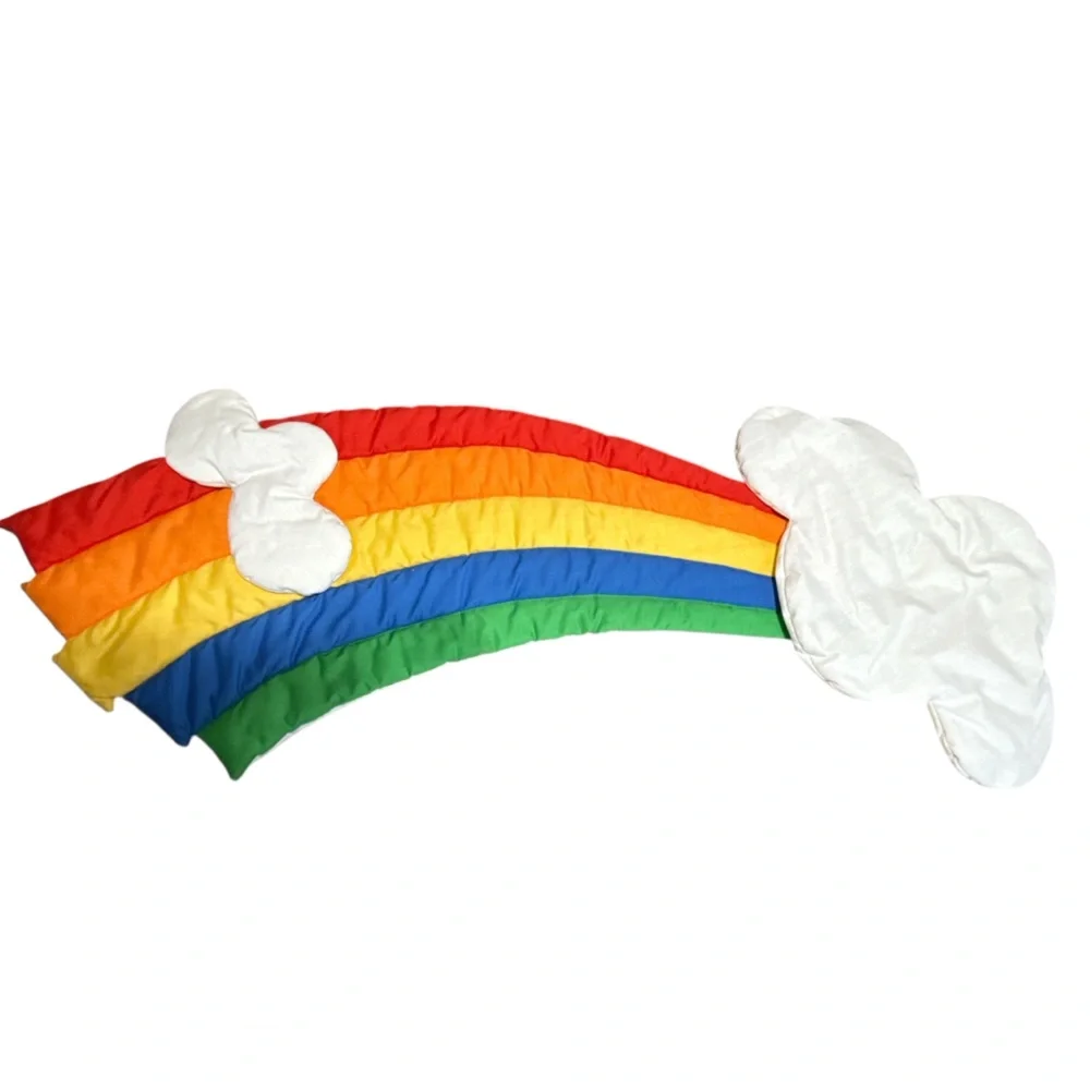 Vintage 1985 Wooltex by Mimi Miller Rainbow & Clouds Fabric Wall Hanging - Picture 1 of 6